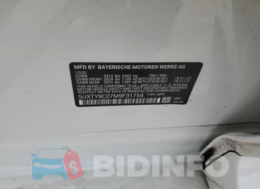5UXTY9C07M9F31754 Photo# 13