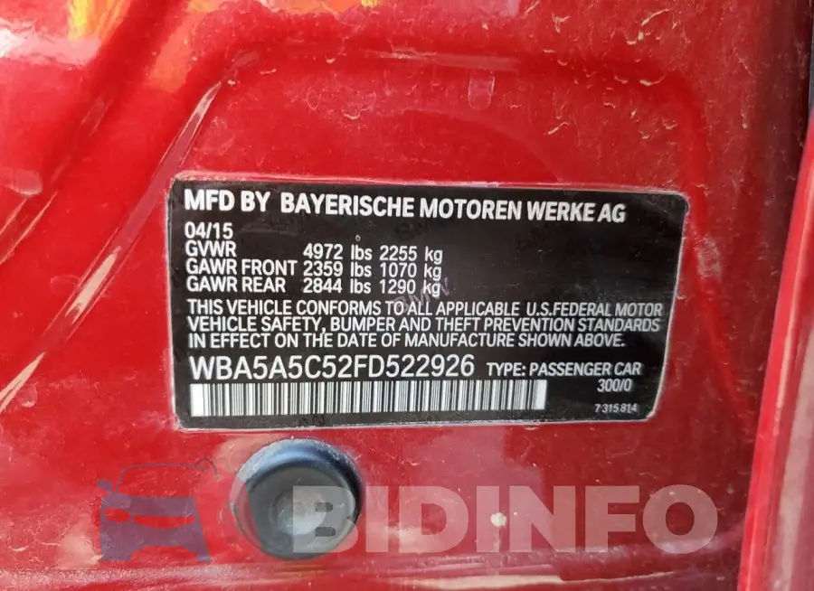 WBA5A5C52FD522926 Photo# 12