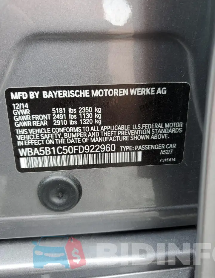 WBA5B1C50FD922960 Photo# 12