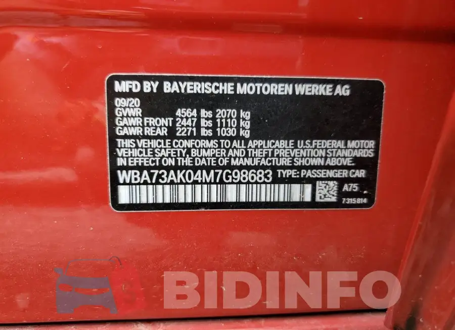 WBA73AK04M7G98683 Photo# 12