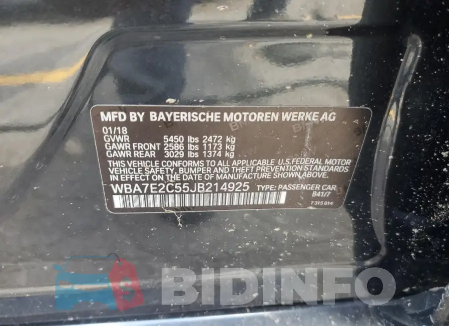 WBA7E2C55JB214925 Photo# 12