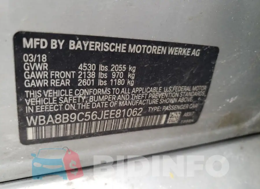 WBA8B9C56JEE81062 Photo# 12