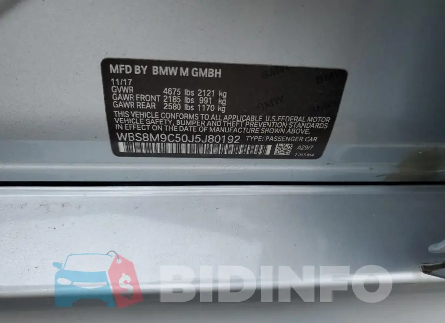 WBS8M9C50J5J80192 Photo# 12