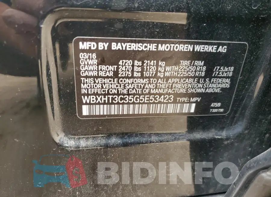 WBXHT3C35G5E53423 Photo# 12