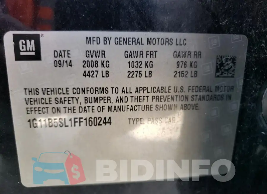 1G11B5SL1FF160244 Photo# 12