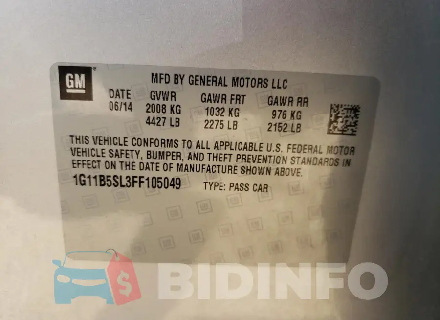 1G11B5SL3FF105049 Photo# 12