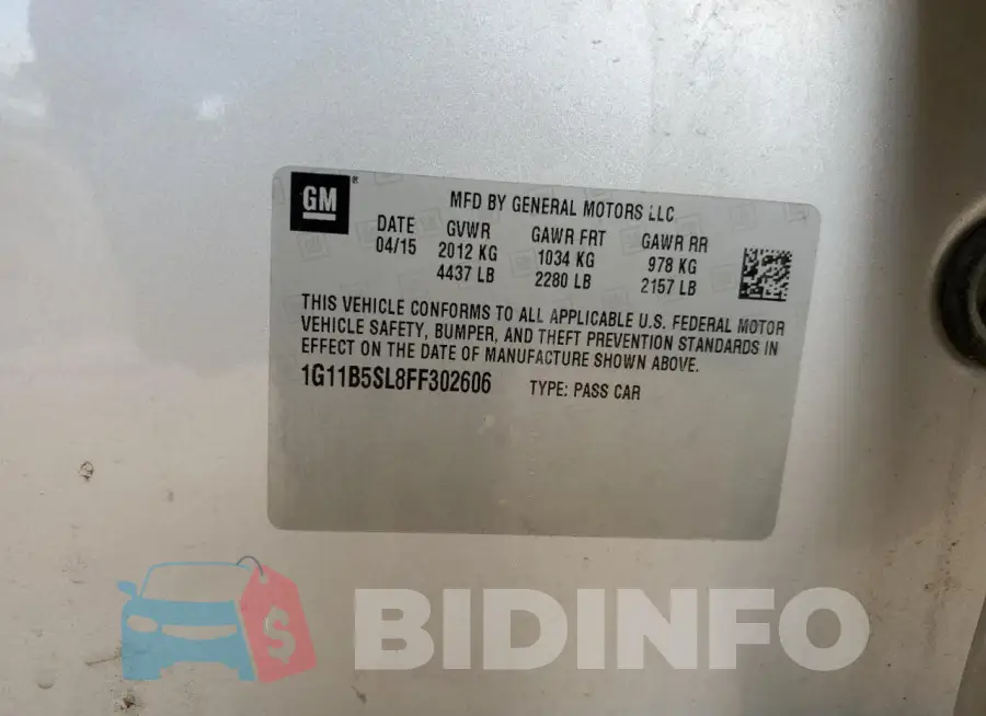 1G11B5SL8FF302606 Photo# 12