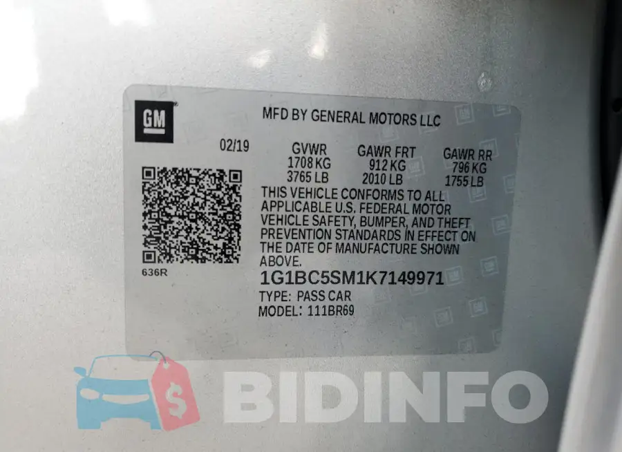 1G1BC5SM1K7149971 Photo# 12