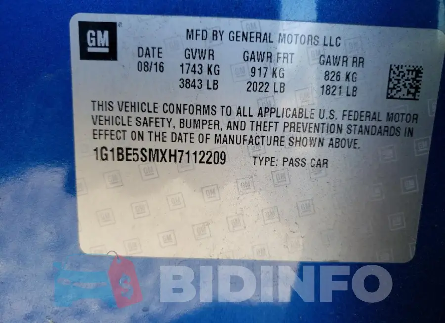 1G1BE5SMXH7112209 Photo# 12