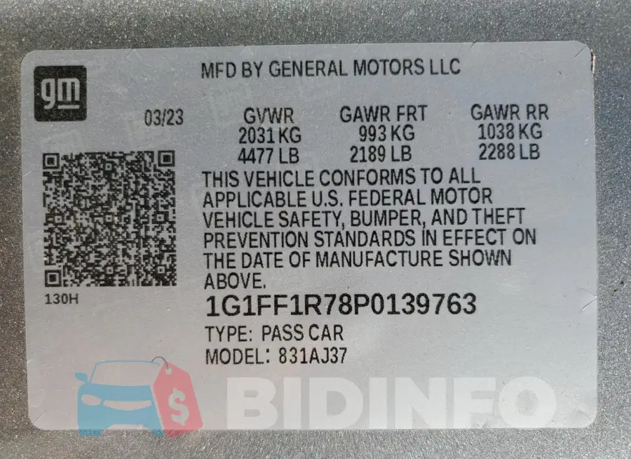 1G1FF1R78P0139763 Photo# 13