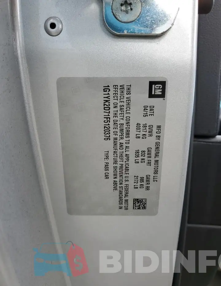 1G1YK2D71F5120376 Photo# 12
