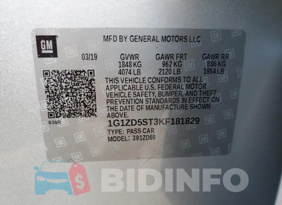 1G1ZD5ST3KF181829 Photo# 12