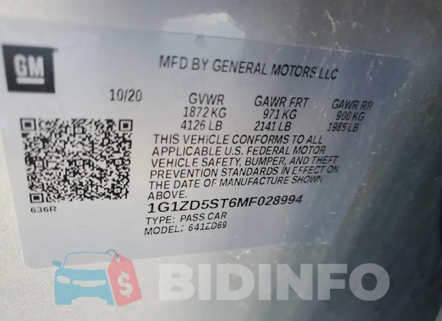 1G1ZD5ST6MF028994 Photo# 13