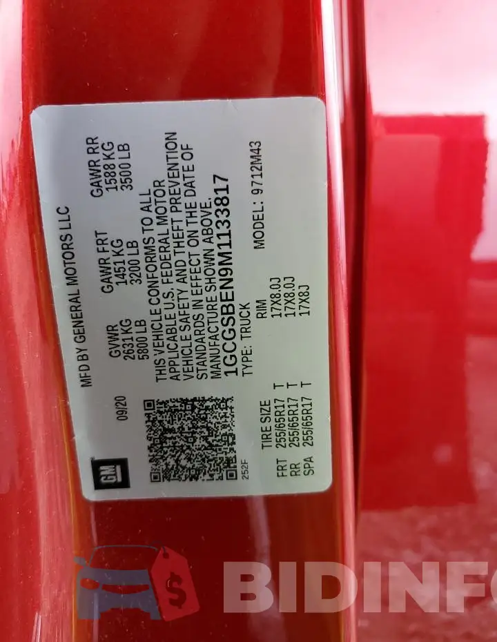 1GCGSBEN9M1133817 Photo# 12