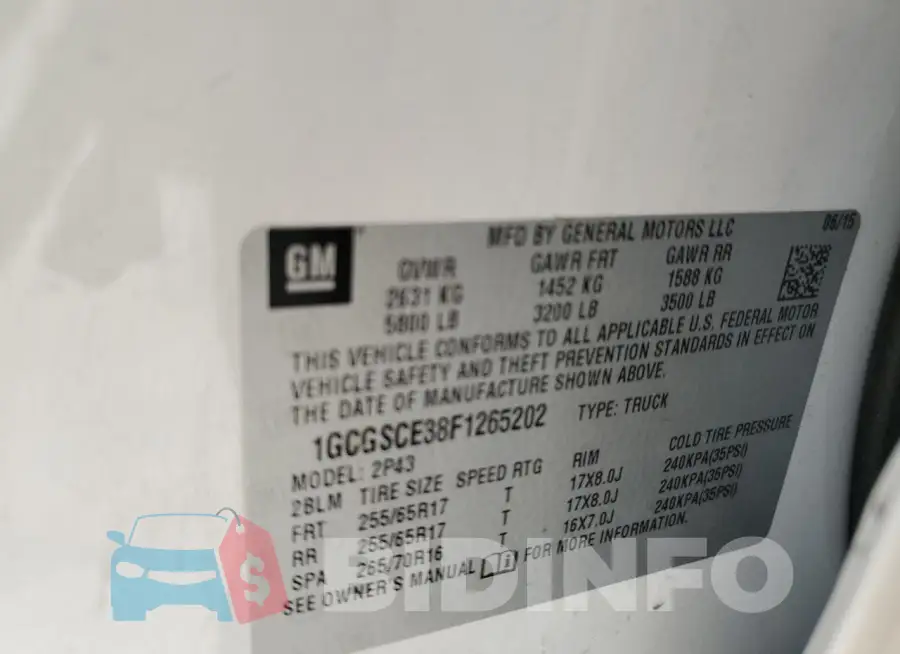 1GCGSCE38F1265202 Photo# 12