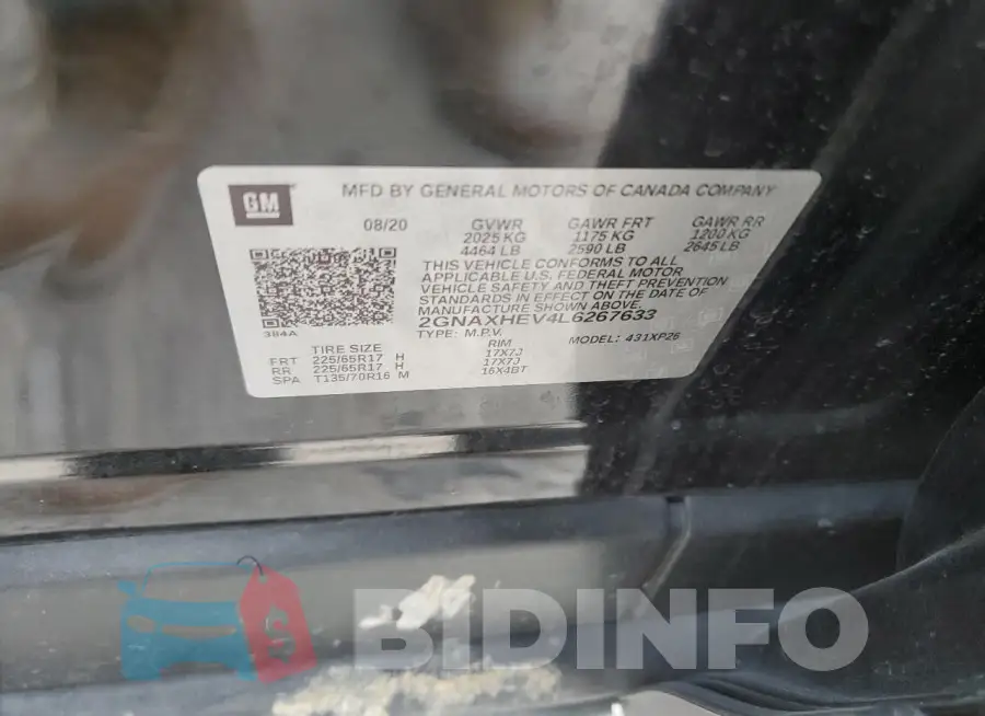 2GNAXHEV4L6267633 Photo# 13