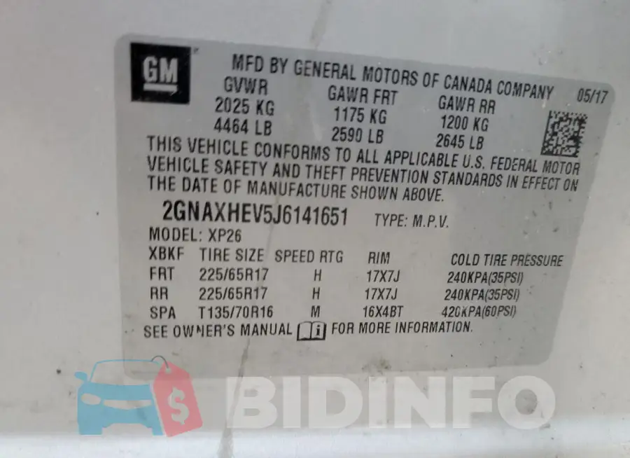 2GNAXHEV5J6141651 Photo# 13