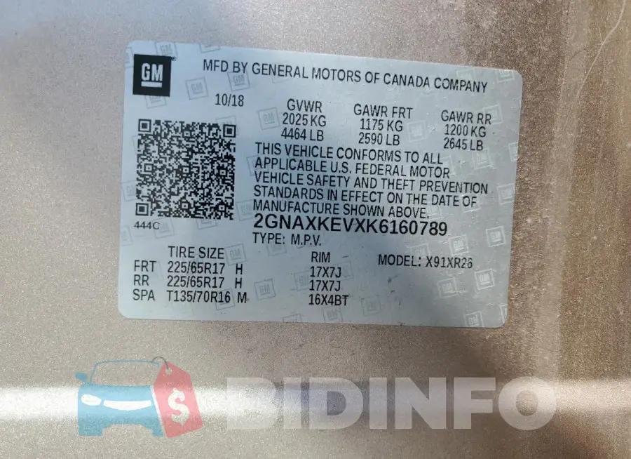 2GNAXKEVXK6160789 Photo# 12