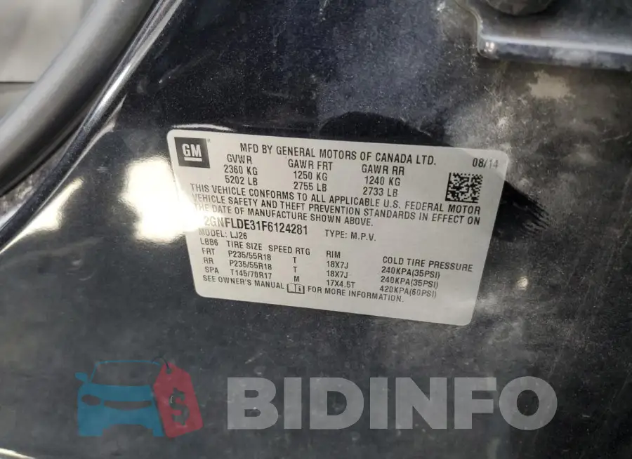 2GNFLDE31F6124281 Photo# 13