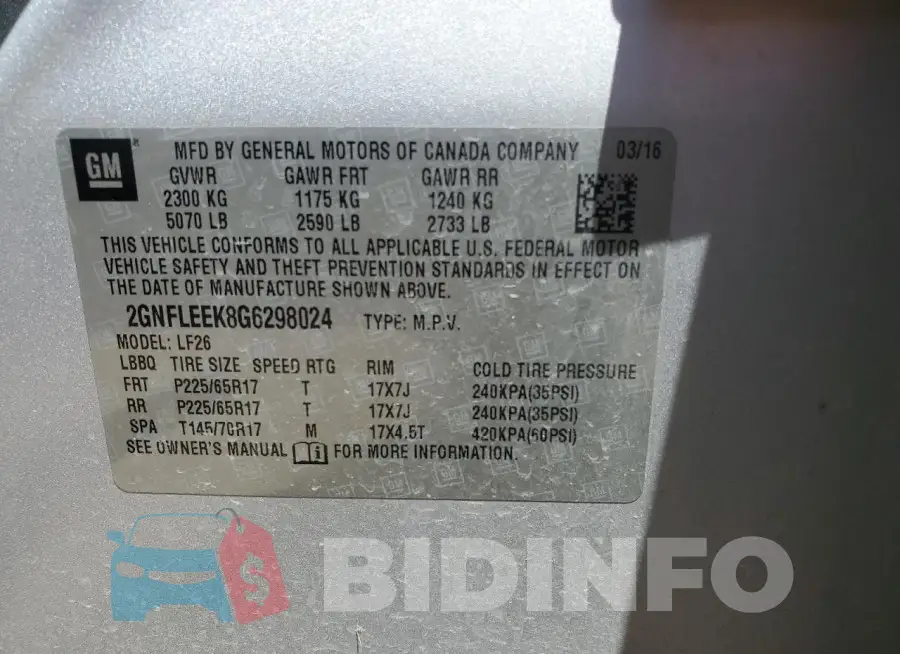 2GNFLEEK8G6298024 Photo# 13