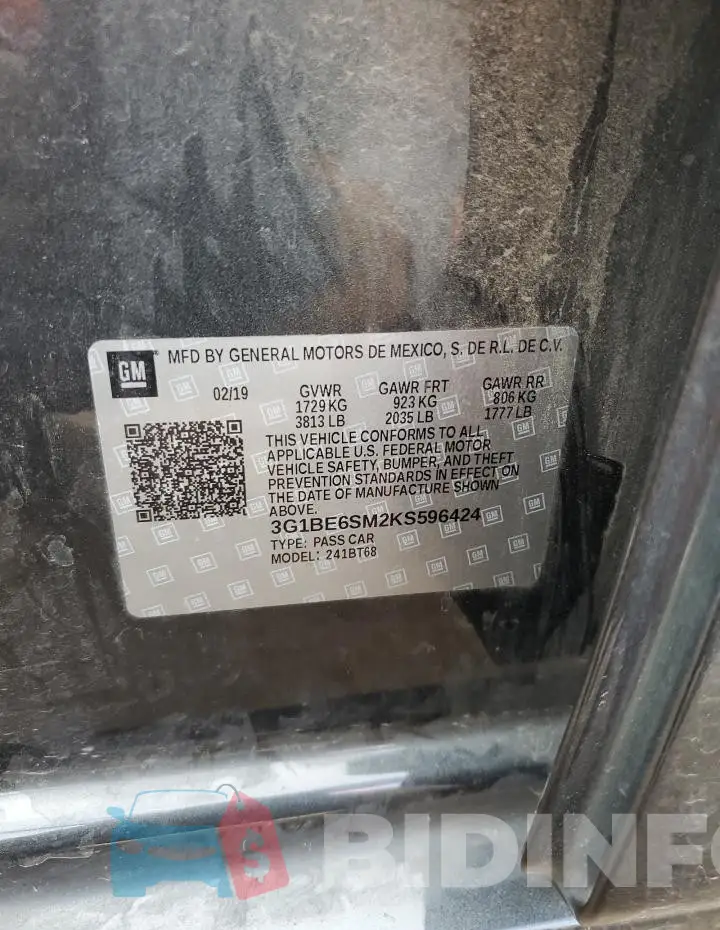 3G1BE6SM2KS596424 Photo# 12