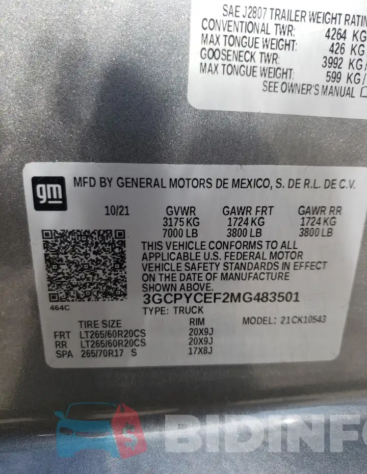 3GCPYCEF2MG483501 Photo# 12
