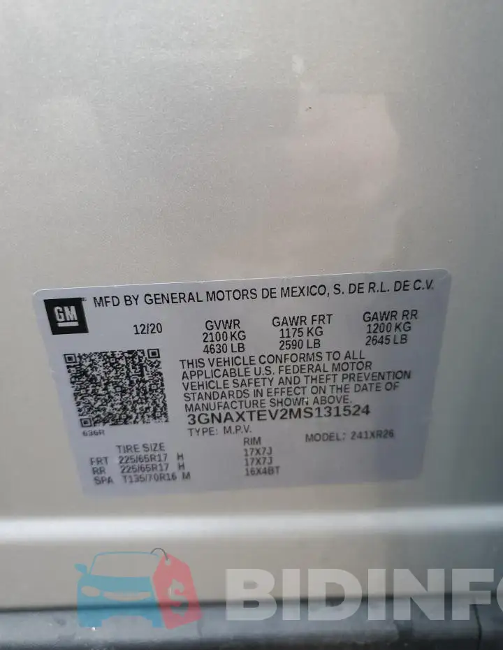3GNAXTEV2MS131524 Photo# 13