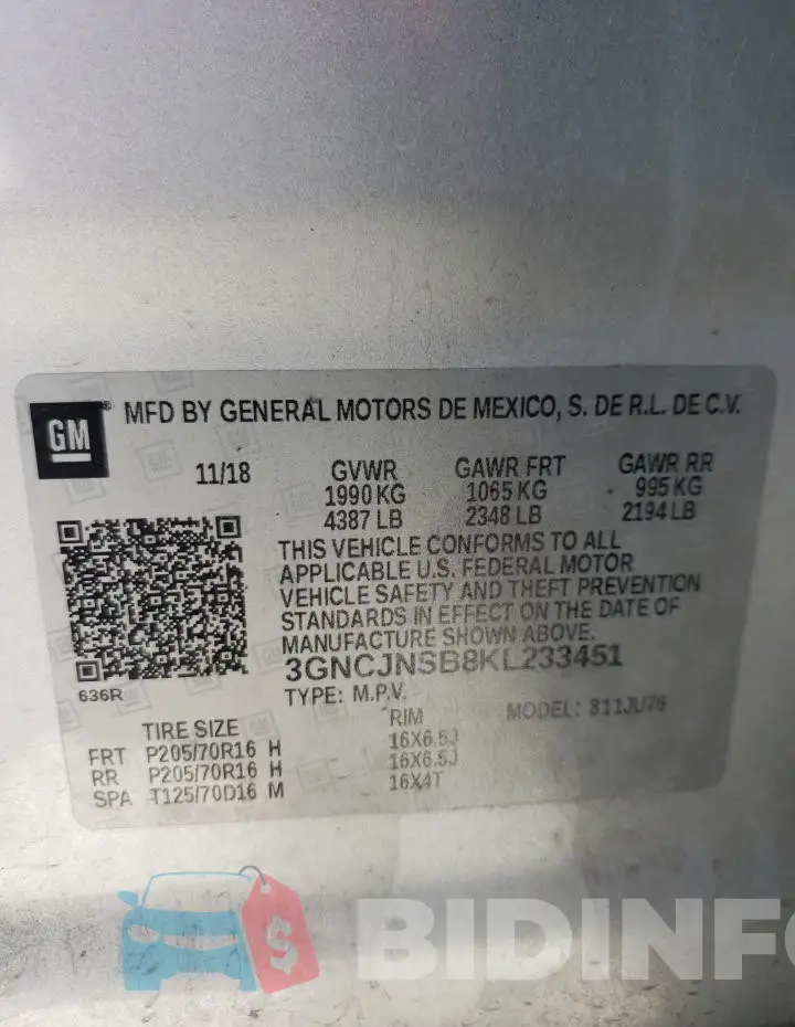 3GNCJNSB8KL233451 Photo# 13