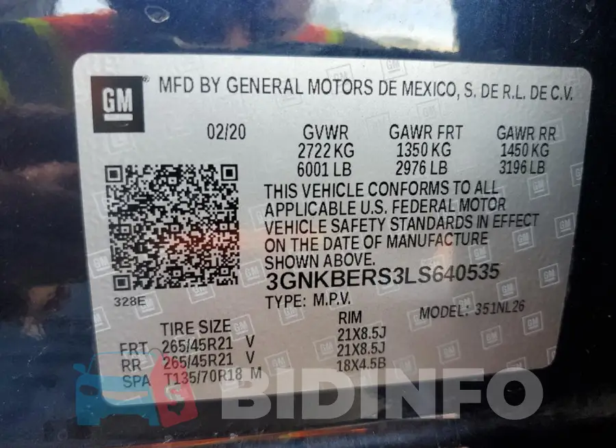 3GNKBERS3LS640535 Photo# 12