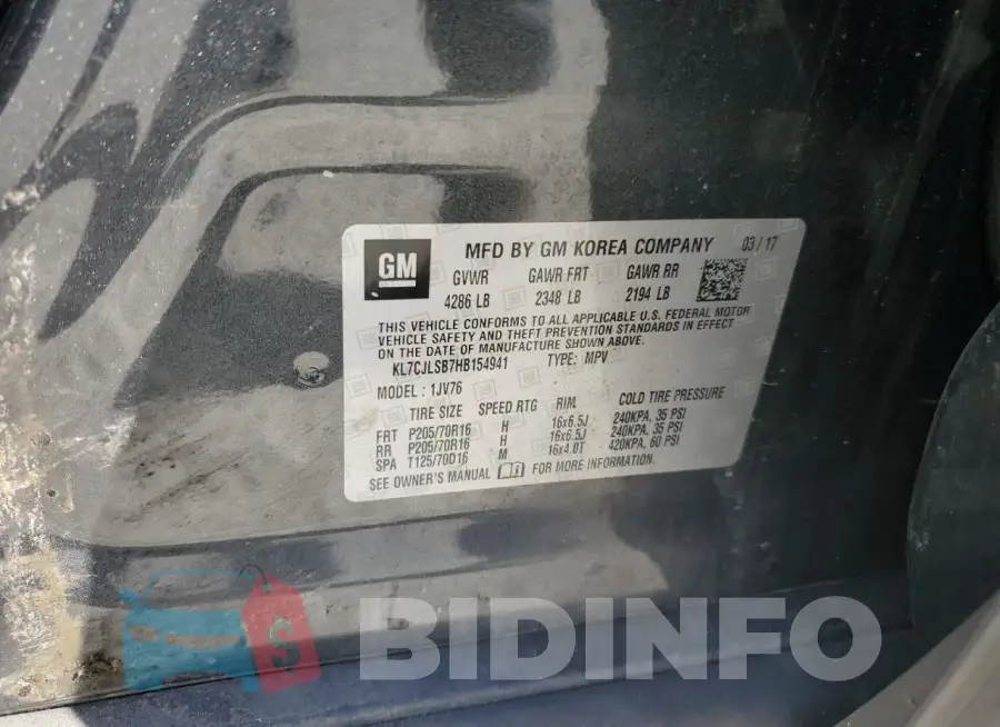 KL7CJLSB7HB154941 Photo# 13