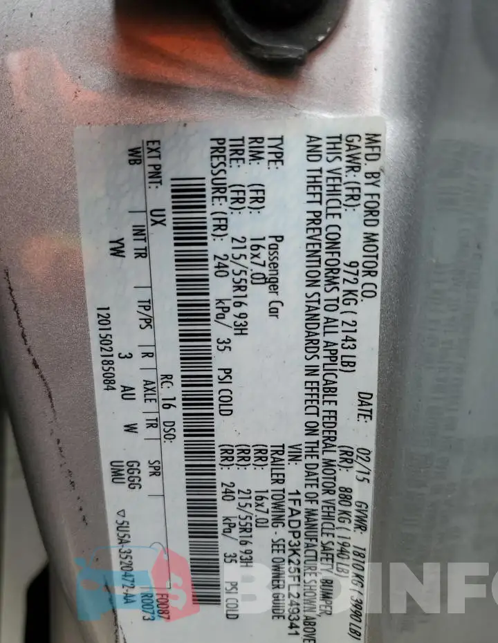 1FADP3K25FL249341 Photo# 12