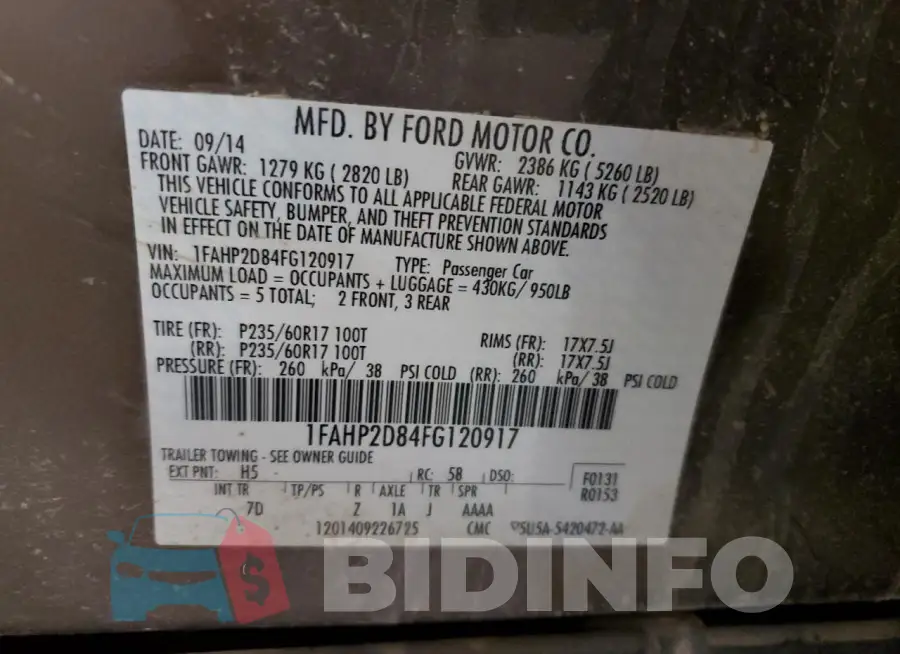 1FAHP2D84FG120917 Photo# 12