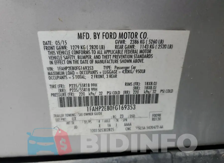 1FAHP2E80FG169353 Photo# 12