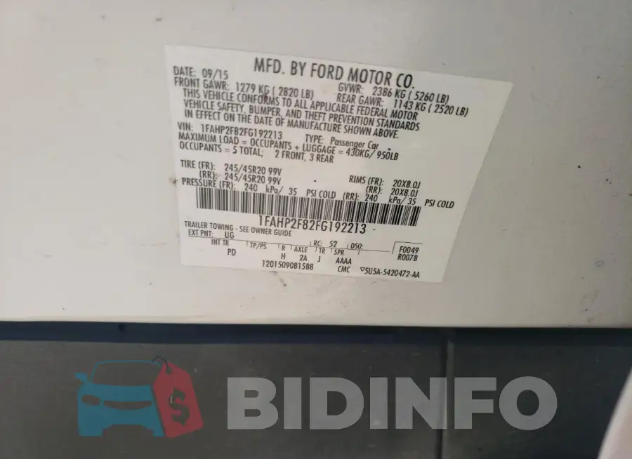 1FAHP2F82FG192213 Photo# 12