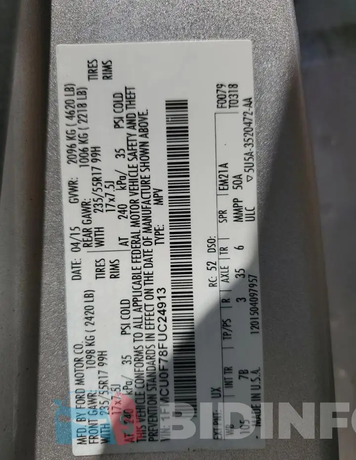 1FMCU0F78FUC24913 Photo# 13