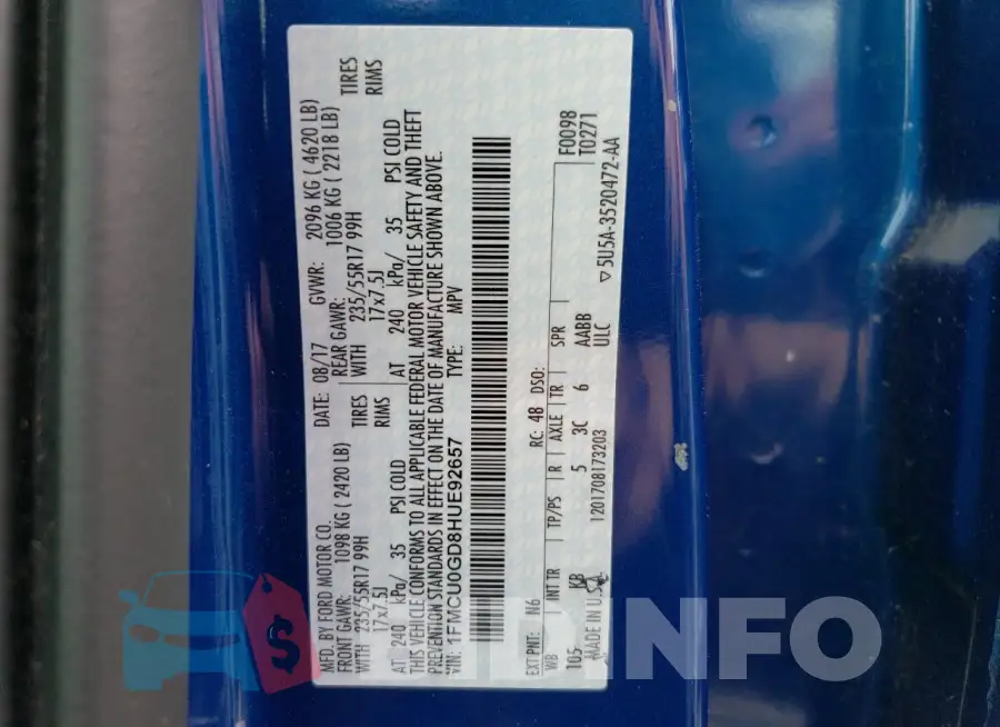 1FMCU0GD8HUE92657 Photo# 13
