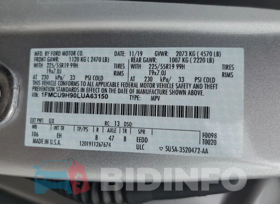 1FMCU9H90LUA63150 Photo# 14