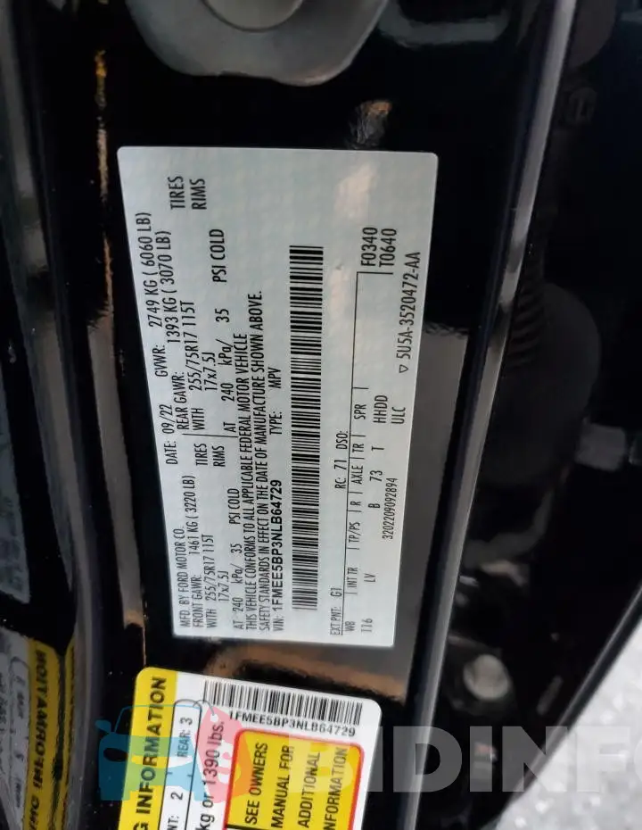 1FMEE5BP3NLB64729 Photo# 12