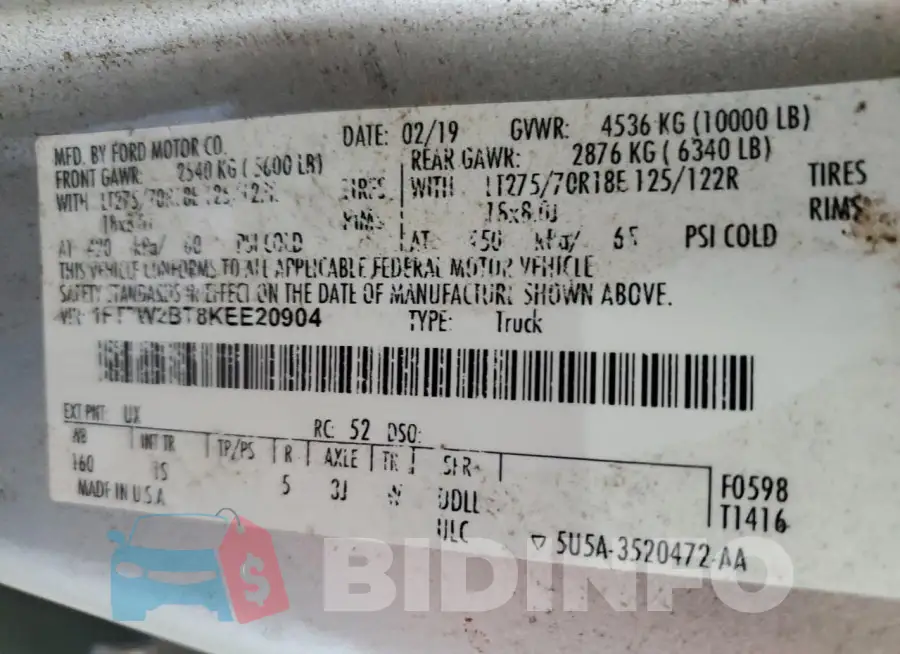 1FT7W2BT8KEE20904 Photo# 12