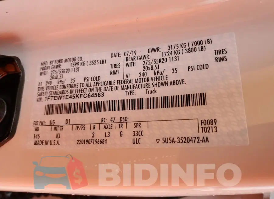 1FTEW1E45KFC64563 Photo# 12