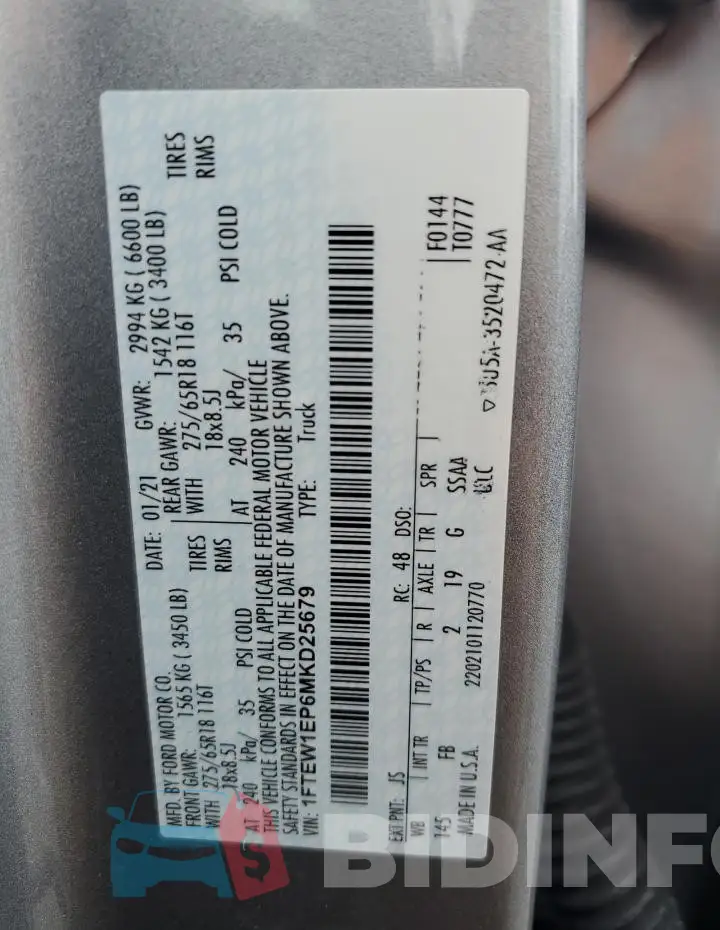 1FTEW1EP6MKD25679 Photo# 12