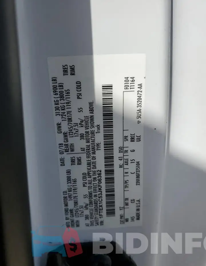 1FTEX1C53JKF06362 Photo# 13