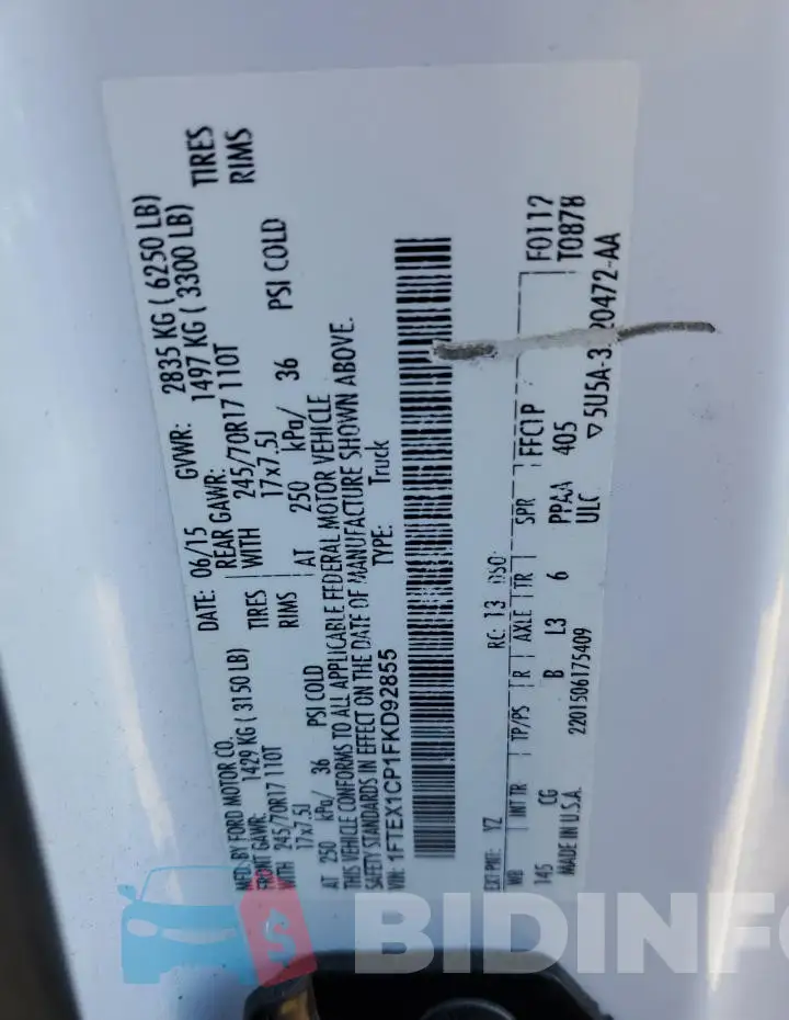 1FTEX1CP1FKD92855 Photo# 12