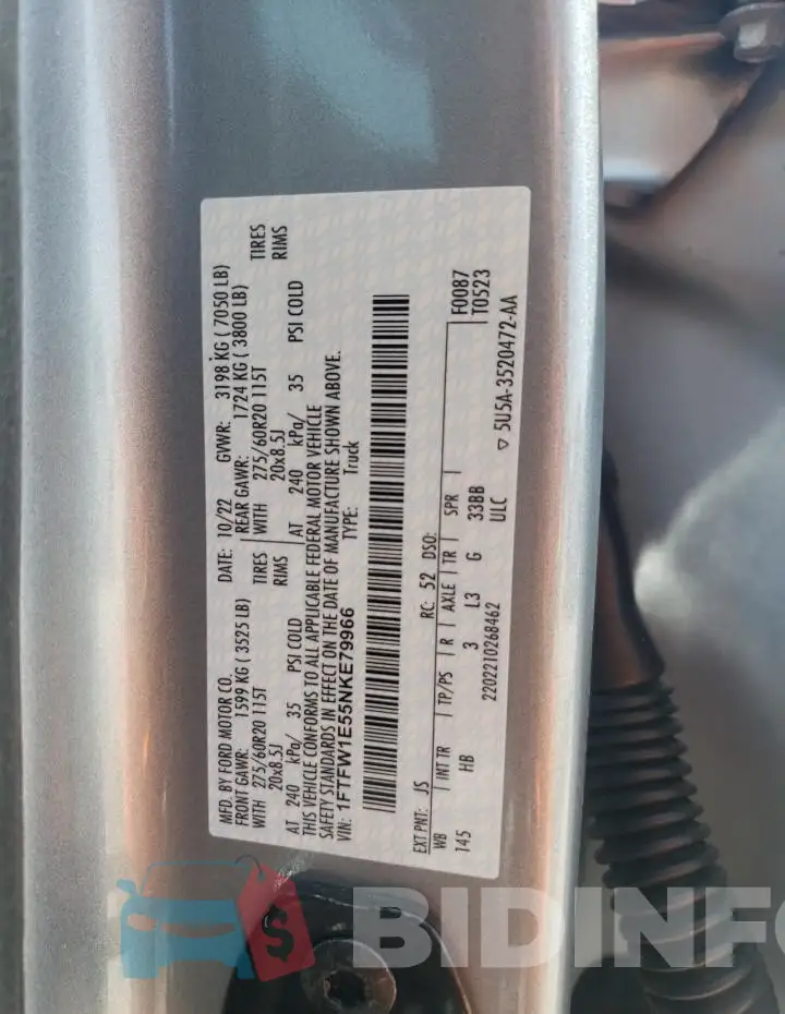1FTFW1E55NKE79966 Photo# 13