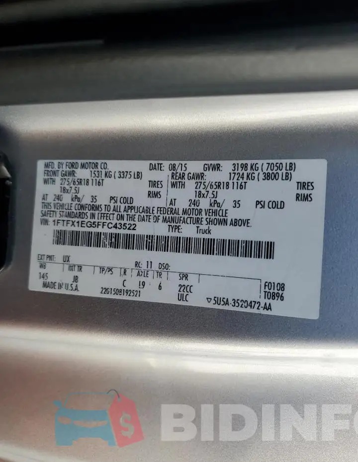 1FTFX1EG5FFC43522 Photo# 12