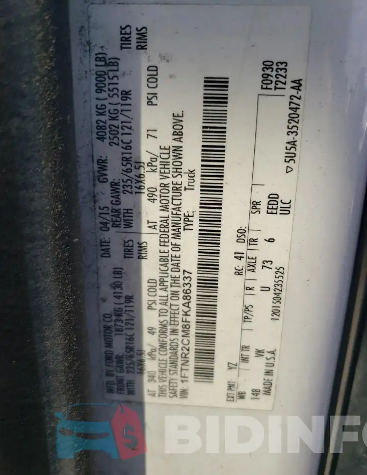 1FTNR2CM8FKA86337 Photo# 12