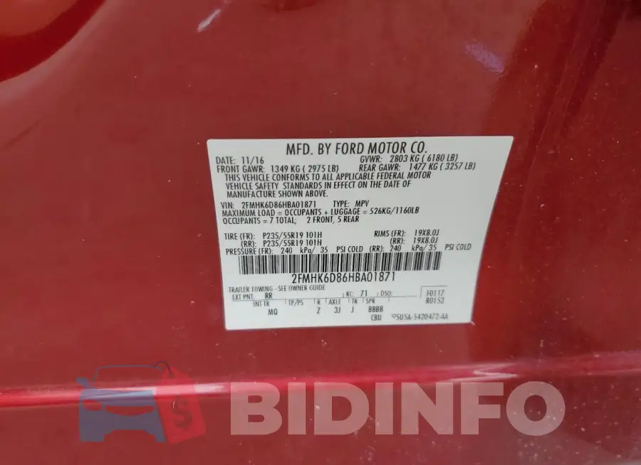2FMHK6D86HBA01871 Photo# 13