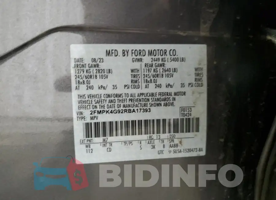 2FMPK4G92RBA17393 Photo# 13