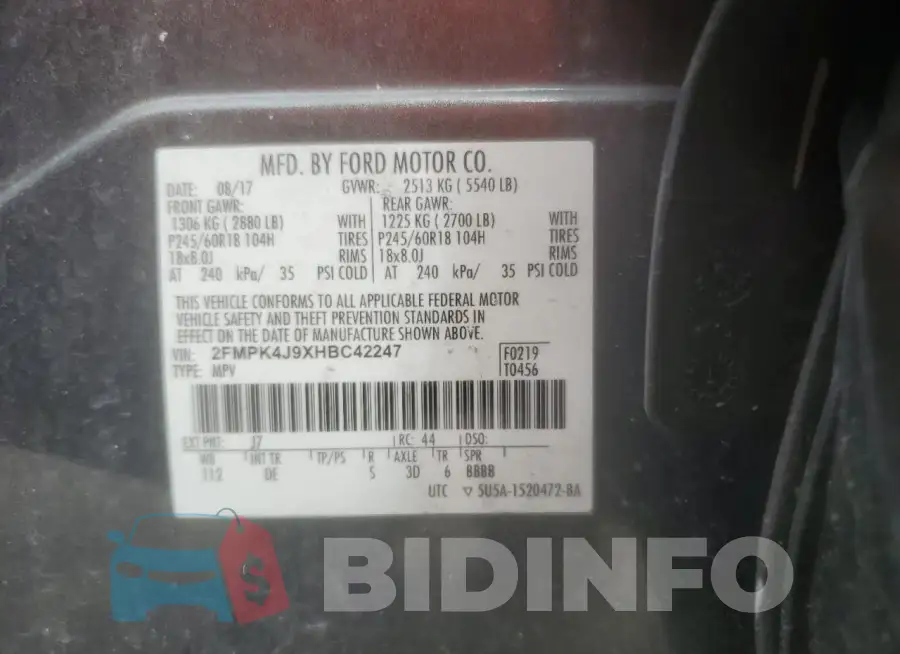 2FMPK4J9XHBC42247 Photo# 13
