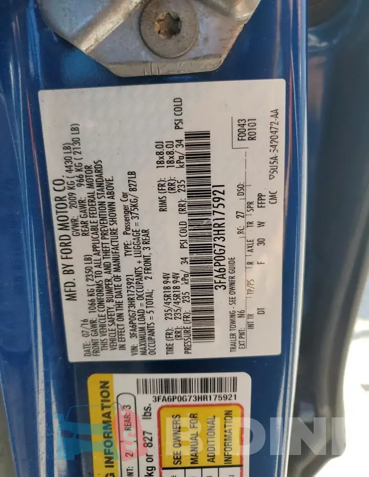 3FA6P0G73HR175921 Photo# 12